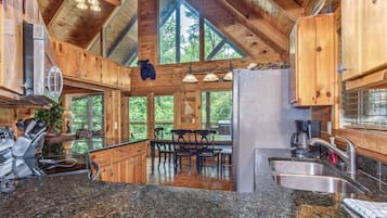 Cabin, Multiple Beds, Hot Tub, Mountain View (Hidden Haven) | Private kitchen | Fridge, microwave, oven, stovetop