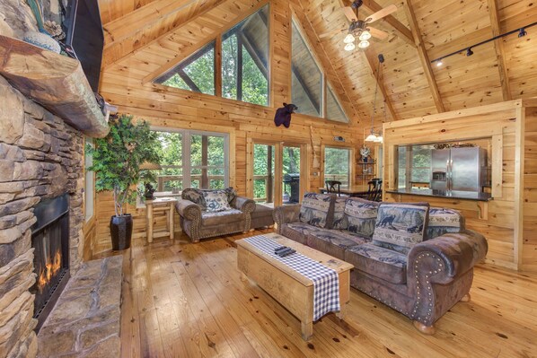 Cabin, Multiple Beds, Hot Tub, Mountain View (Hidden Haven) | Living area - Hidden Haven Log Cabin w/ Private Hot Tub (Sevierville)