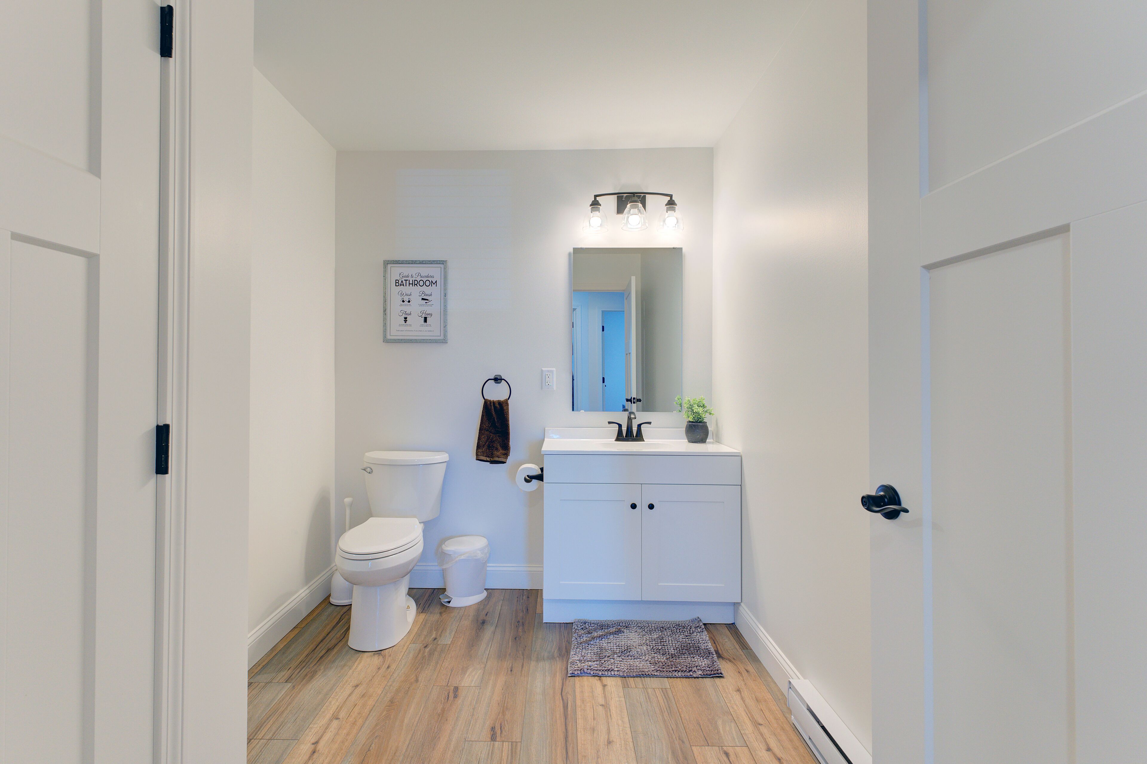 Hair dryer, towels, toilet paper