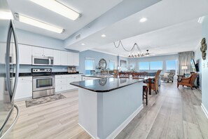 Fridge, microwave, oven, stovetop - Admirals Quarters 1101 | Gulf-Front Views | Beach Getaways (Orange Beach)