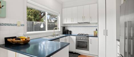 Fridge, microwave, oven, dishwasher