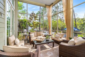 TV, fireplace - Paint Your Getaway at Watercolor Retreat / Pet-Friendly / Private Pool / Golf Cart (Santa Rosa Beach)