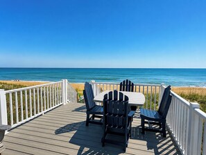 Outdoor dining - Blue Moon - Marvel at the spectacular ocean views in this Outer Banks rental! (Southern Shores)