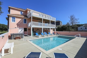 Pool - Peachy Plover - Oceanside 6 BR Home w/Private Pool & Hot Tub (Duck)