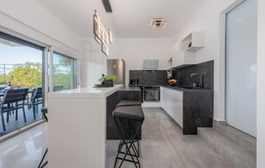 Fridge, oven, dishwasher, coffee/tea maker