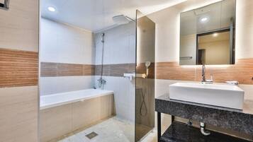 Free toiletries, hair dryer, bathrobes, slippers