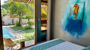 Rom – design, bassengutsikt, ved stranden | Hageutsikt