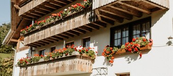 Jungbauernhof: Ferienwohnung "Hof" mit Bergblick, Balkon und Wlan