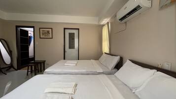 Desk, free WiFi, bed sheets