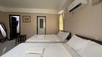 Desk, free WiFi, bed sheets