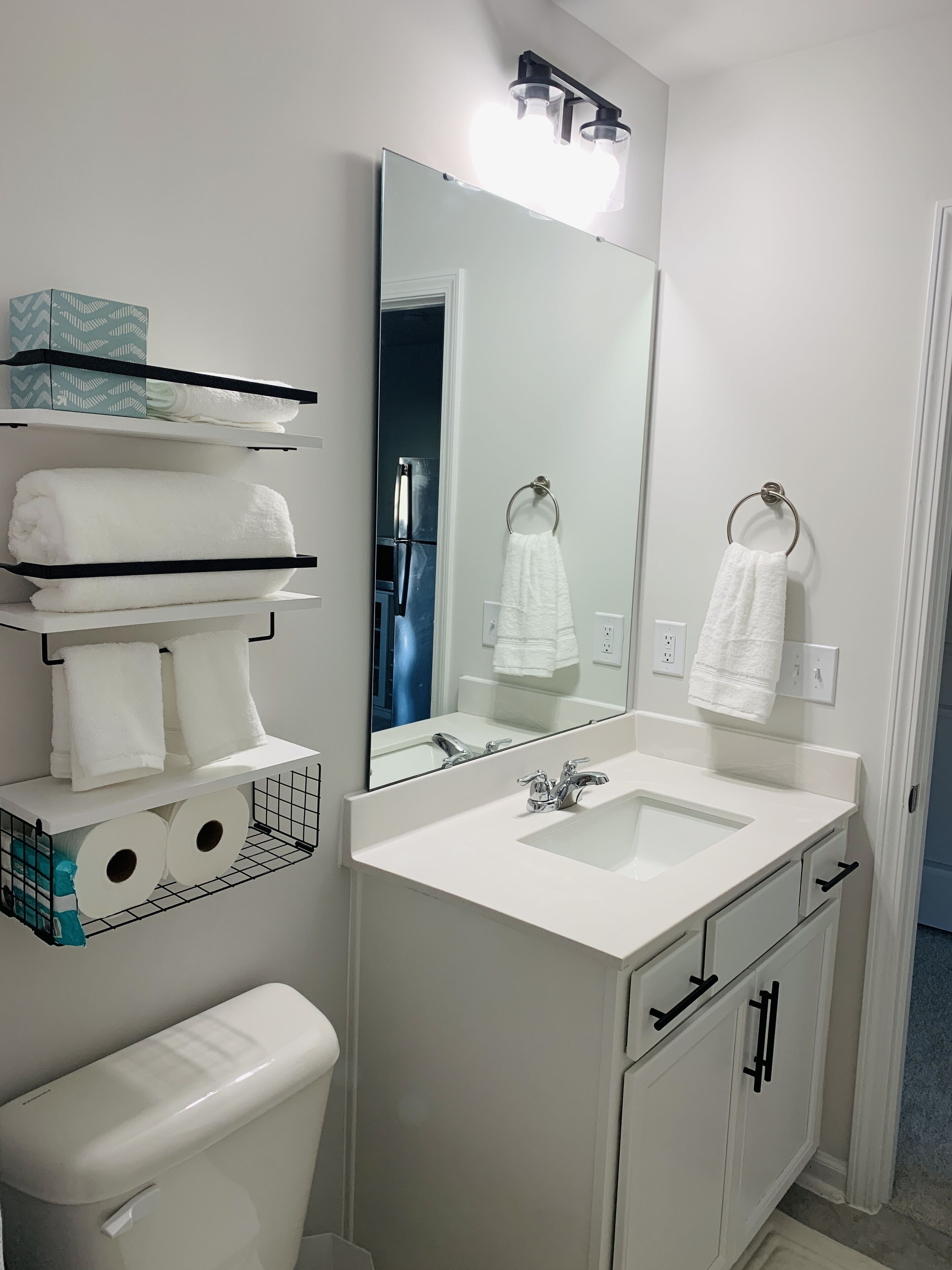 Towels, soap, toilet paper