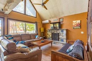 TV, fireplace, offices