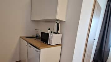 Fridge, microwave, electric kettle, freezer