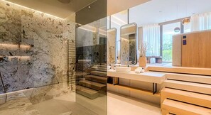 Premium-studiosviitti | Kylpyhuone | Ilmaiset hygieniatuotteet, hiustenkuivaaja, kylpytakit, tohvelit