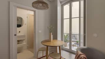 Apartment, 1 Bedroom, Interior Terrace (2 People) | Living area | 45-inch flat-screen TV with cable channels