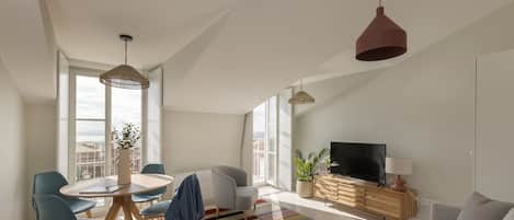 Deluxe Apartment, 1 Bedroom, Terrace (4 people) | Oppholdsområde | En 45-tommers Flatskjerm-TV med kabel-kanaler