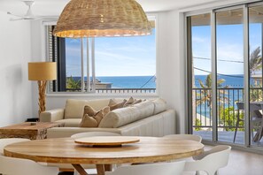 Living area - Discover coastal bliss at this 3-bed apartment with mesmerizing ocean views. (Noosa)