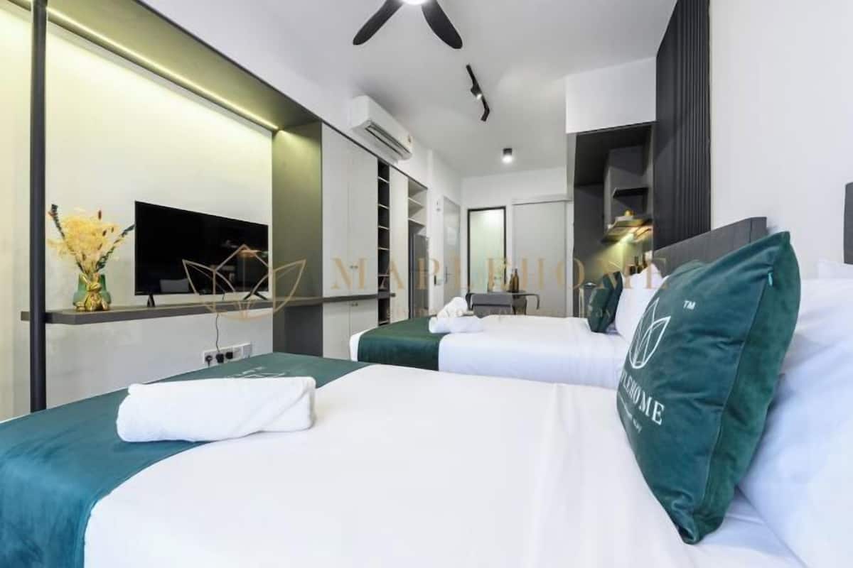 Blackout curtains, iron/ironing board, free WiFi, bed sheets