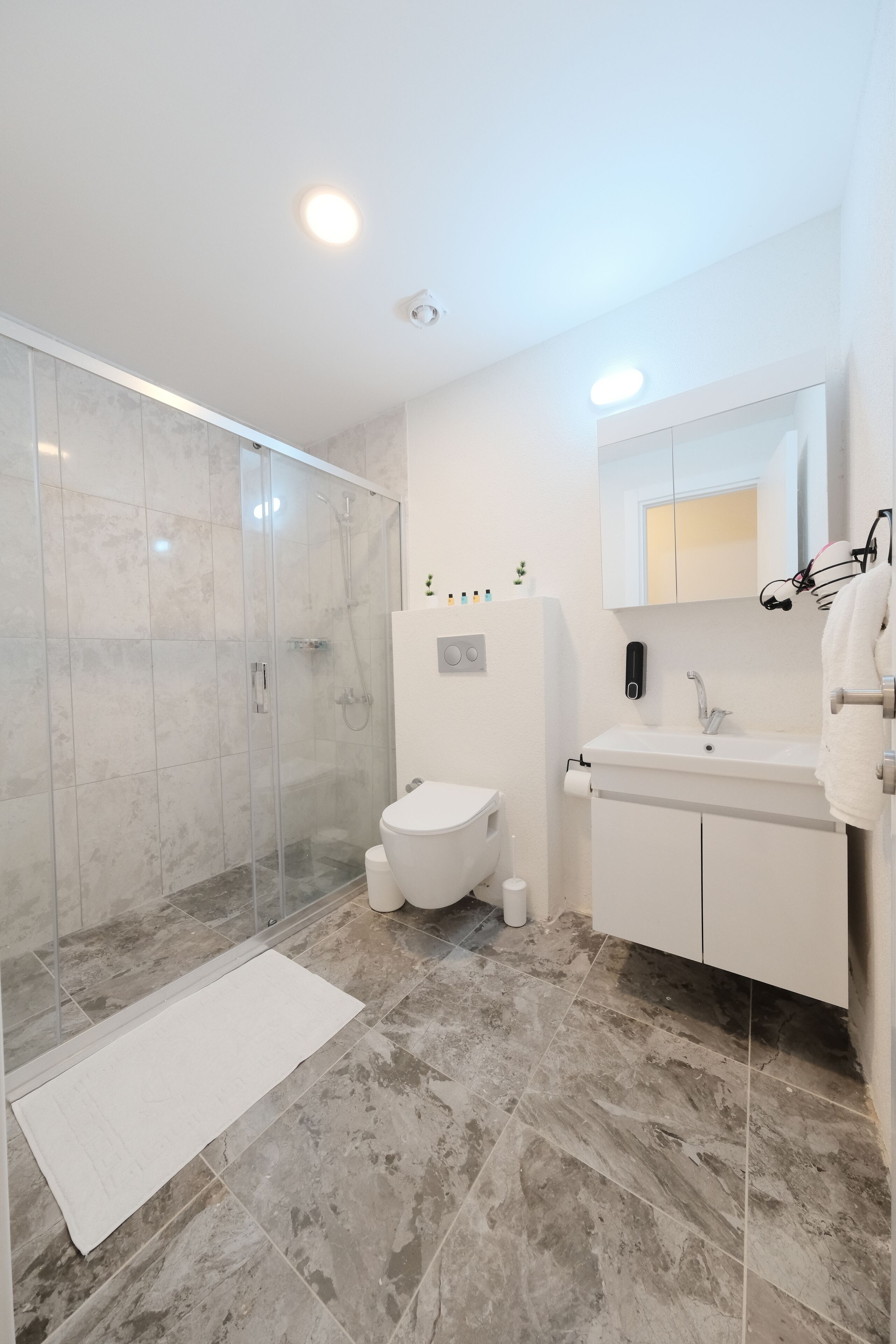 standard room | bathroom | shower, free toiletries, hair dryer, dressing gowns