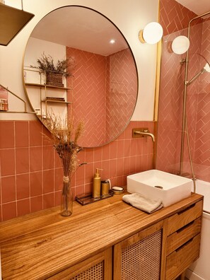 Hair dryer, towels, soap, shampoo - new terrace apartment, renovated by architect in the heart of Paris (Paris)