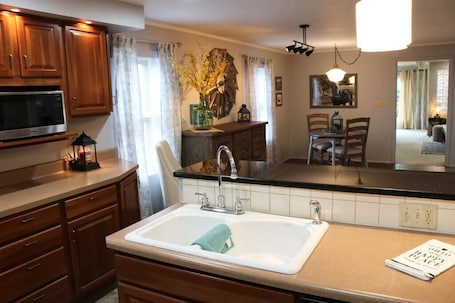Fridge, microwave, oven, stovetop. Mohican Family SpaceHaven