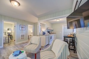 Comfort Cabin | Living area | 50-inch Smart TV with digital channels, streaming services