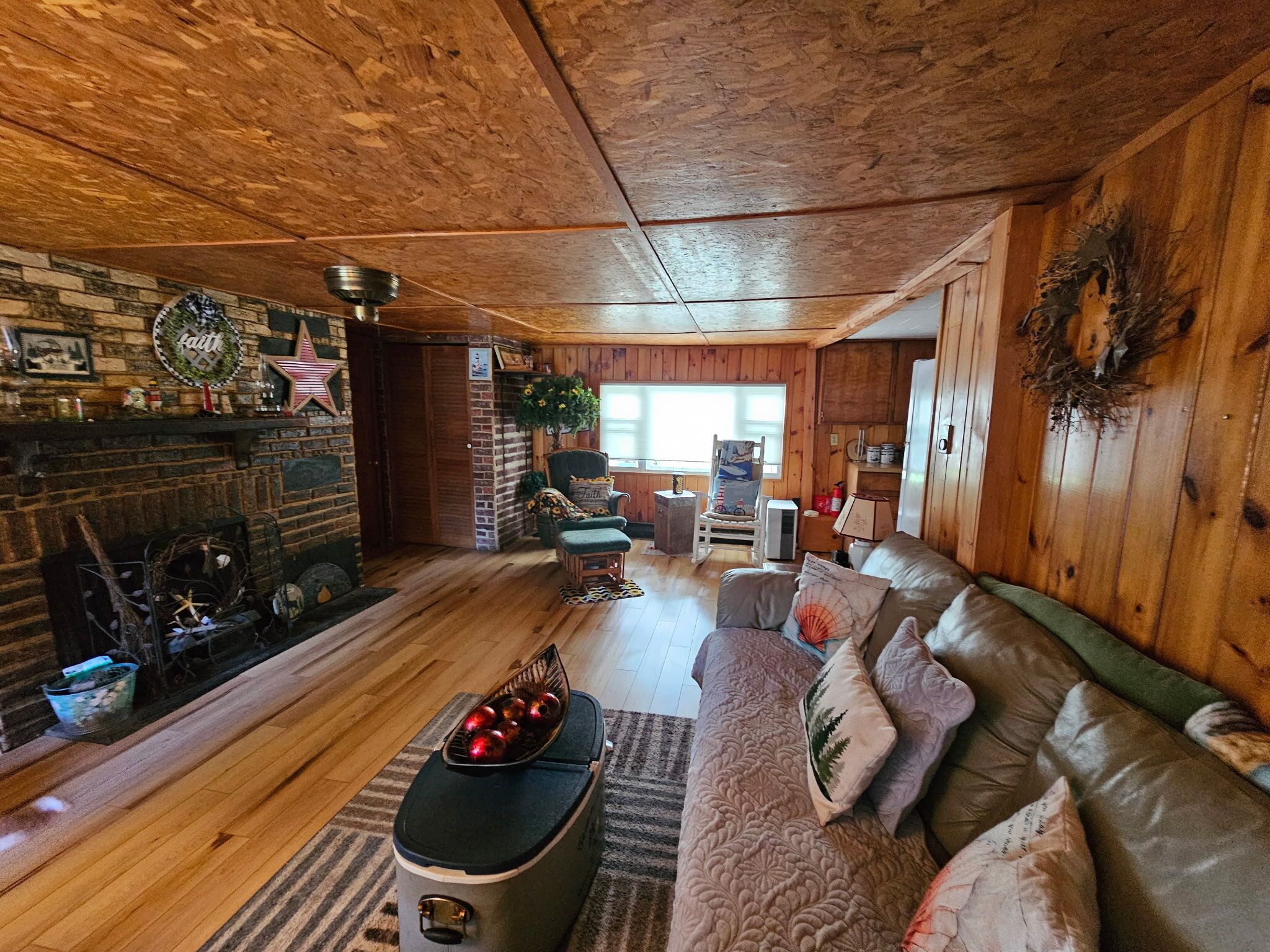 Smart TV, fireplace, video library