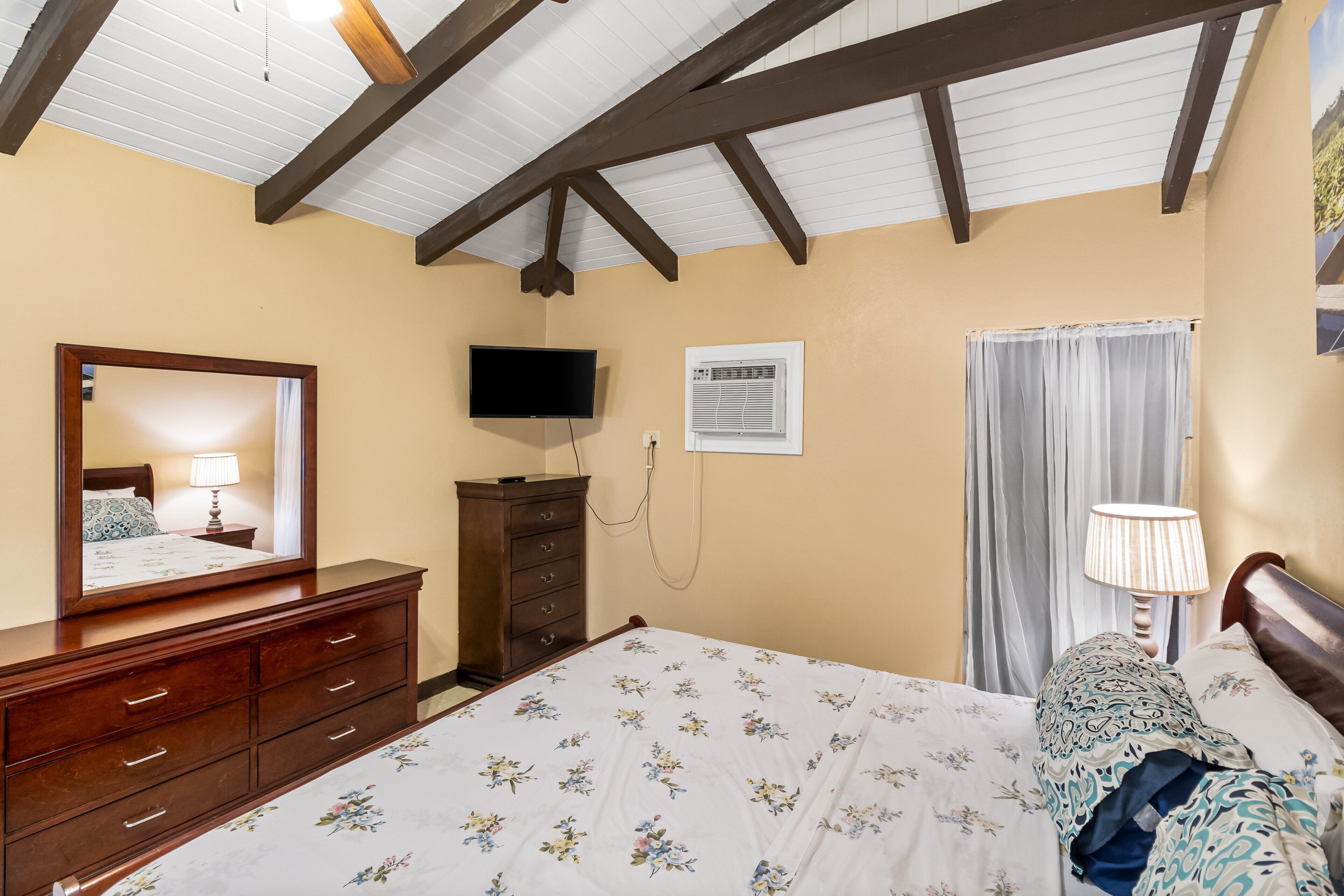 1 bedroom, desk, laptop workspace, iron/ironing board