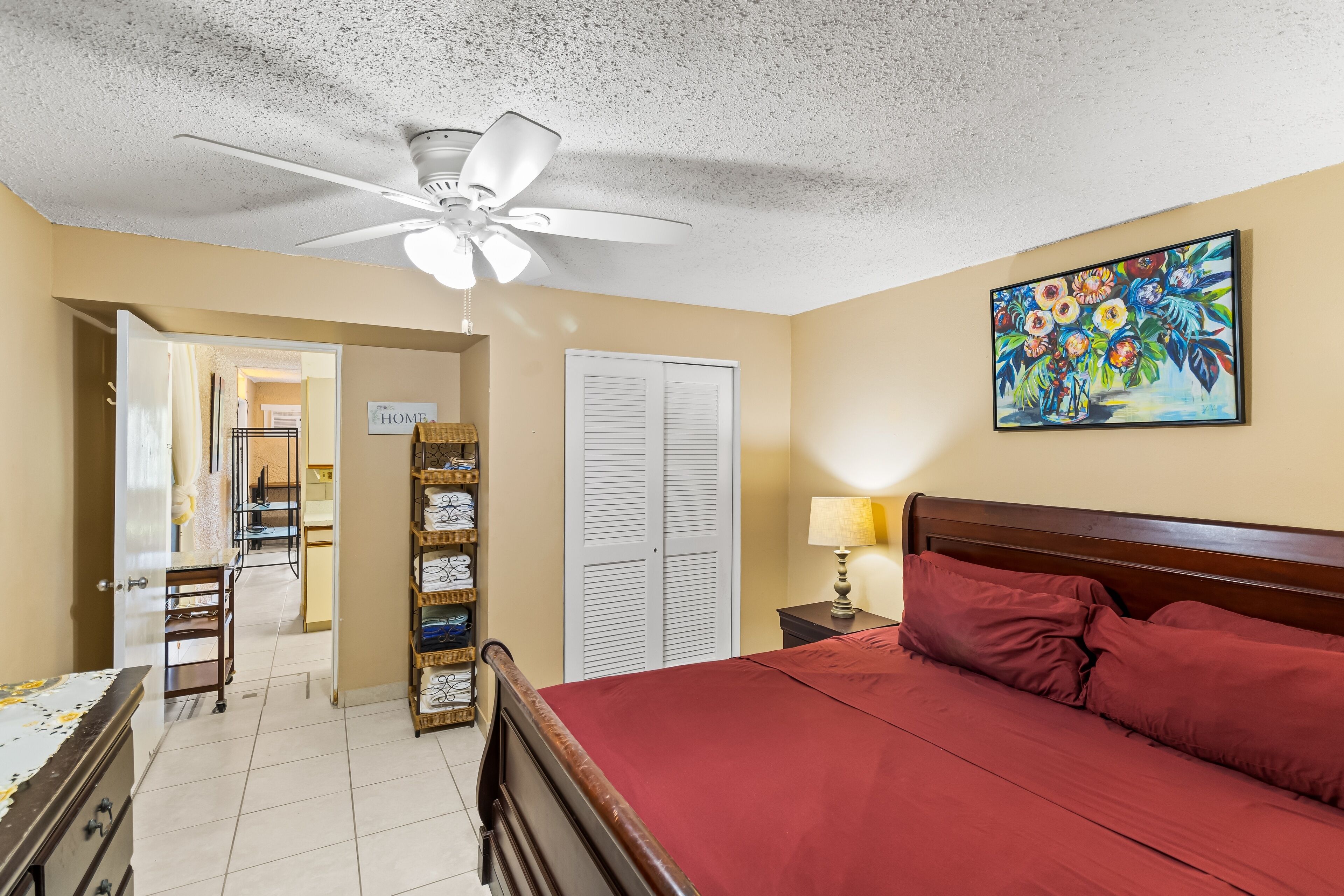 1 bedroom, desk, laptop workspace, iron/ironing board