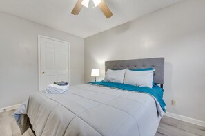 2 bedrooms, iron/ironing board, WiFi, bed sheets