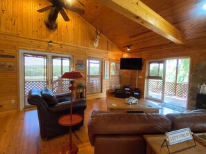 Smart TV, fireplace, video games, DVD player