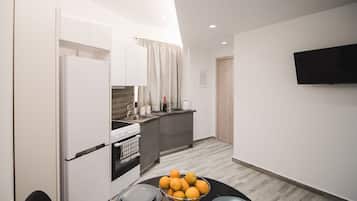 City Studio | Private kitchen | Full-size fridge, oven, stovetop, electric kettle