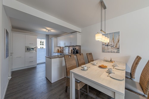 Ferienhaus Nordsee-koje mit Meerblick, Strandkorb, Kamin, Sauna