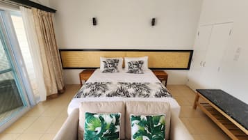 Deluxe Double Room, Poolside | Premium bedding, in-room safe, desk, laptop workspace