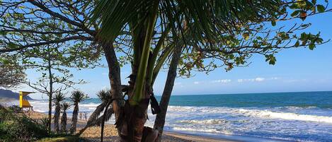 On the beach, white sand