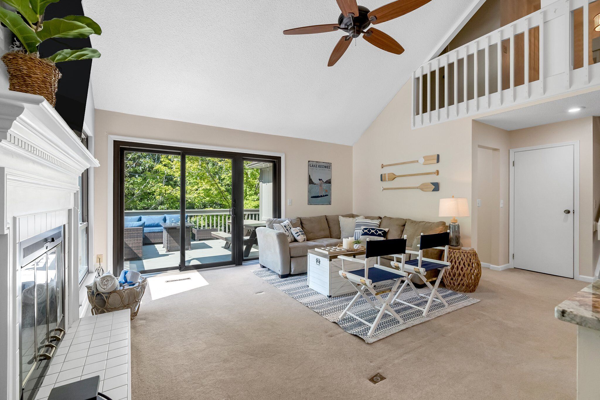 Smart TV, fireplace, video games, stereo