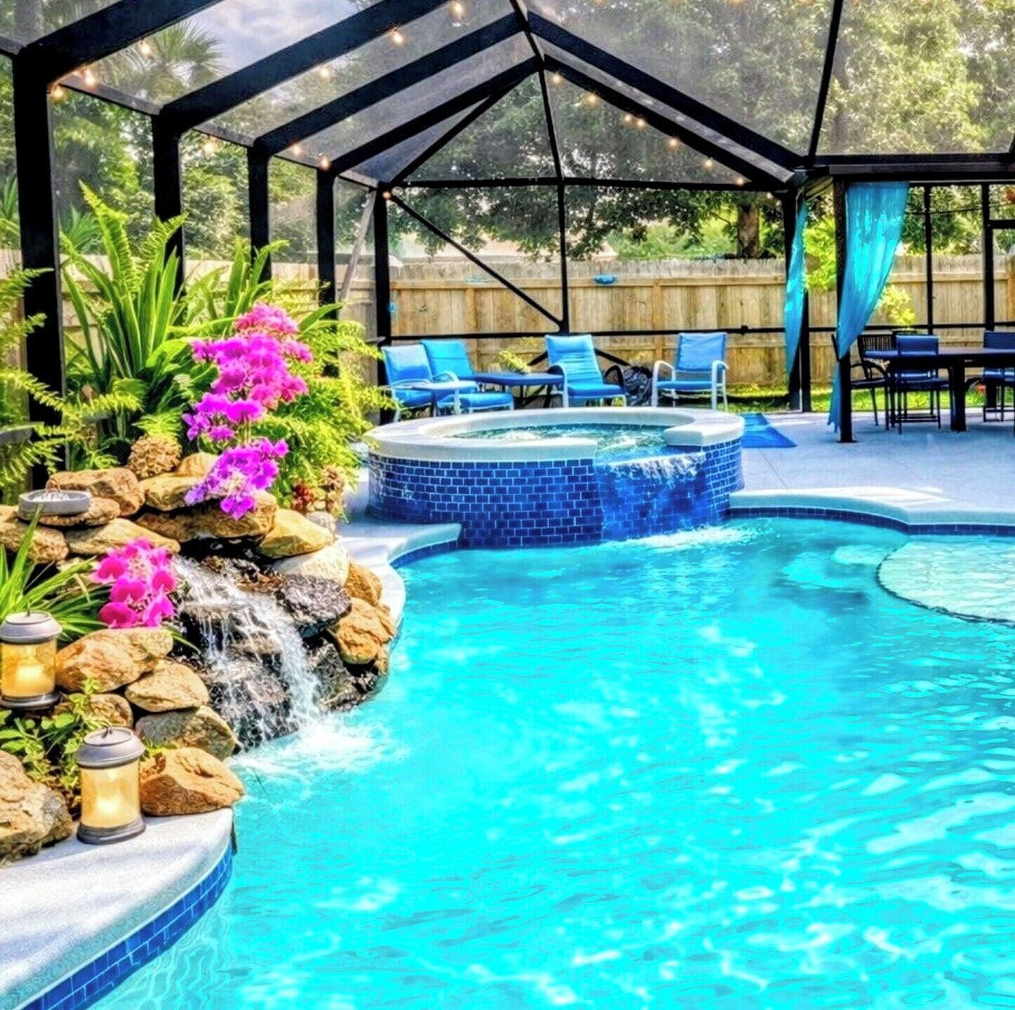 Piscine extérieure, piscine chauffée