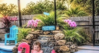Heated Saltwater Pool Oasis + Hot Tub & Tiki Bar - Pet Friendly. Beach escape!