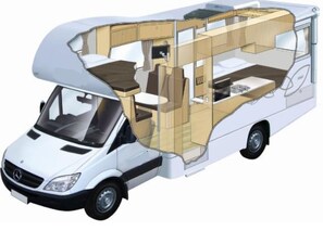 Floor plan - On venue MotoGP Accommodation in a luxury motorhome. kid-friendly (Ventnor)