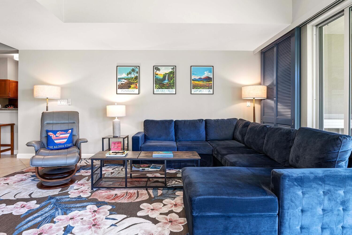 TV, DVD player, books, offices