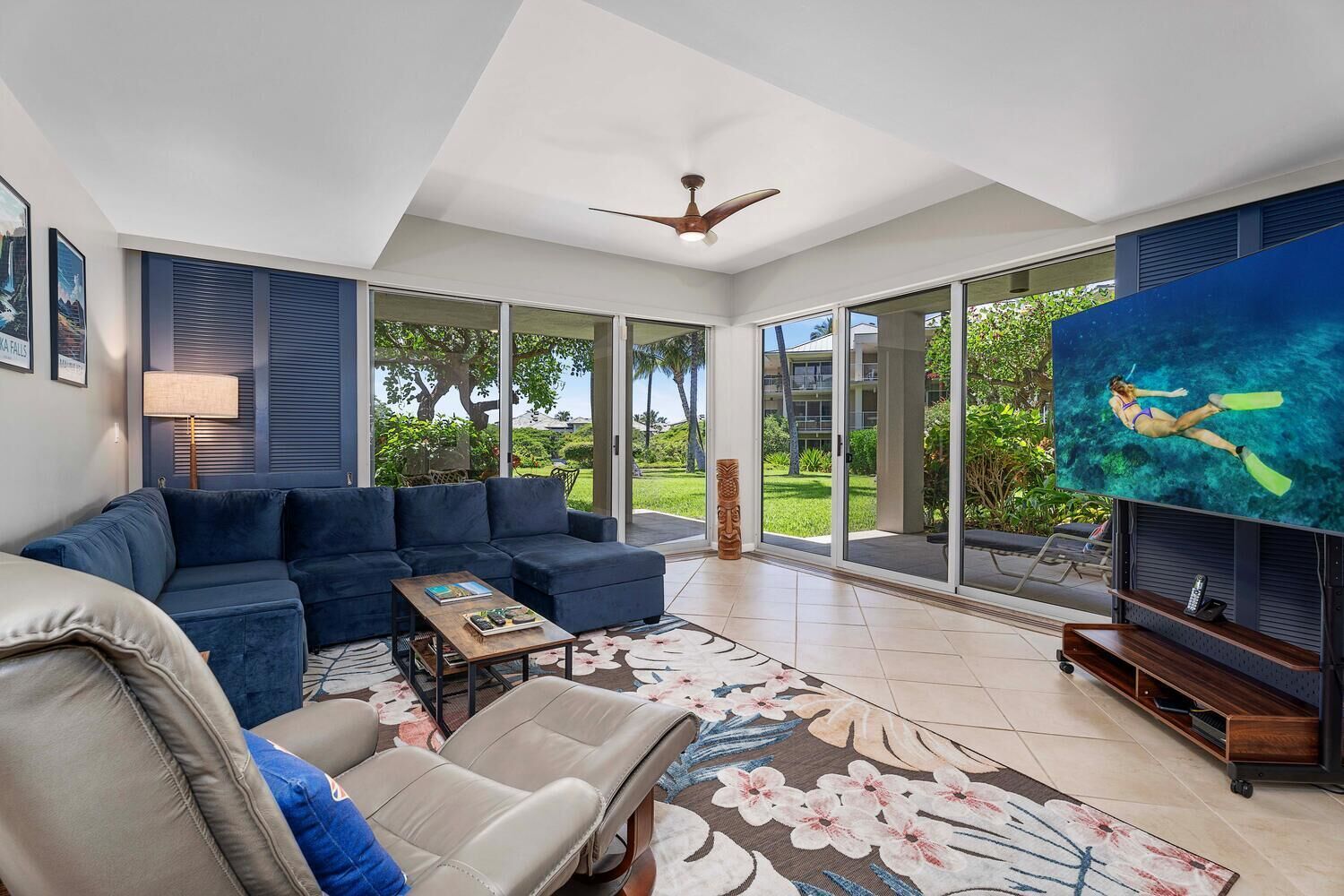 TV, DVD player, books, offices