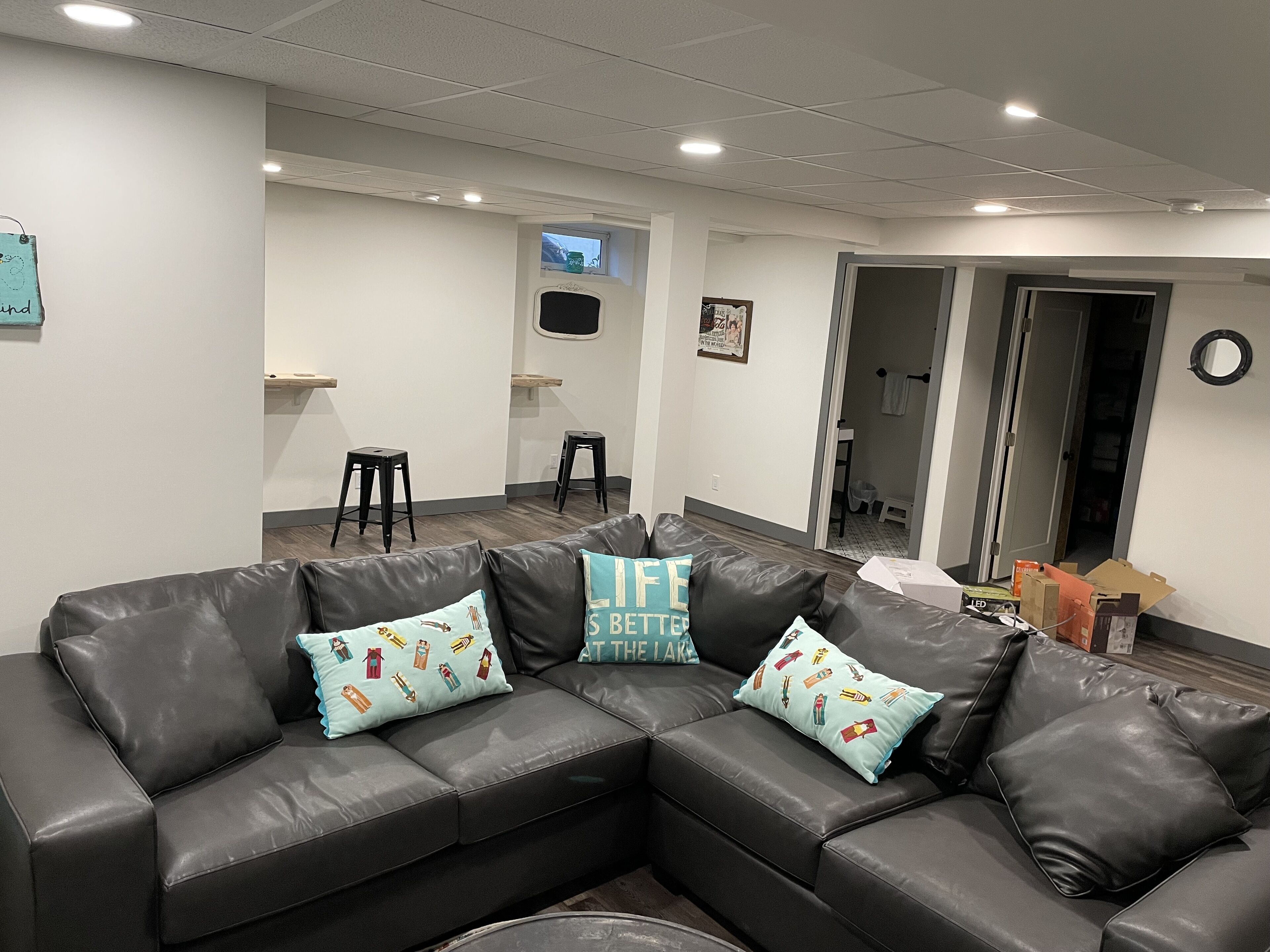 Smart TV, fireplace, DVD player, books