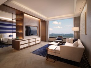 Ocean Tower Ocean Suite | 起居区 | 65-英寸电视（配备数码频道）