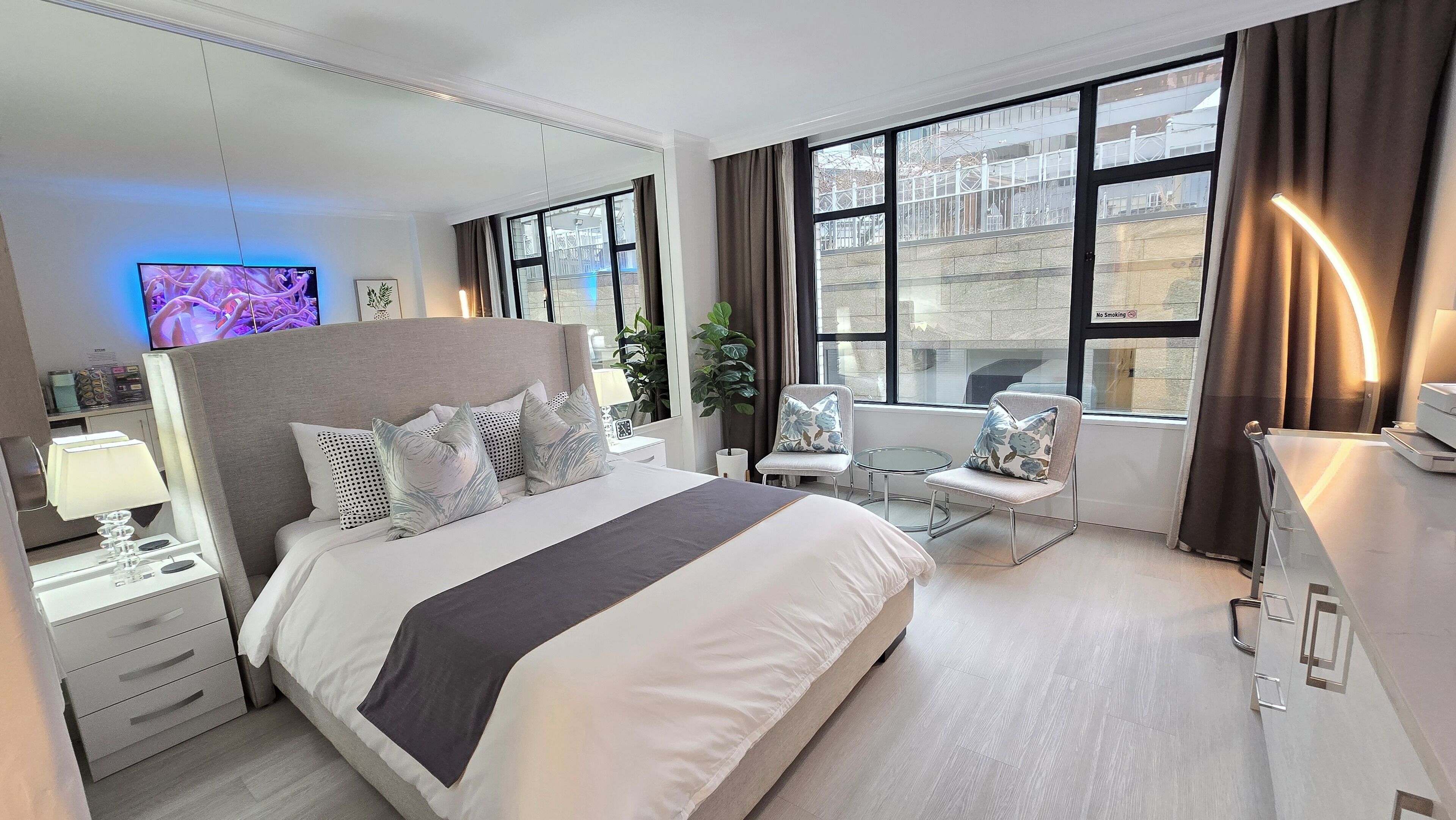 1 bedroom, desk, iron/ironing board, travel cot