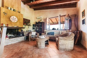 Televisión y chimenea 