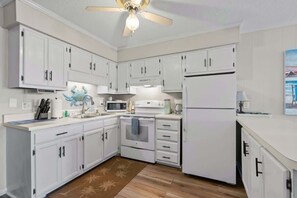Fridge, microwave, oven, stovetop - Ocean Forest Villas Unit C301 - Ocean view (Myrtle Beach)