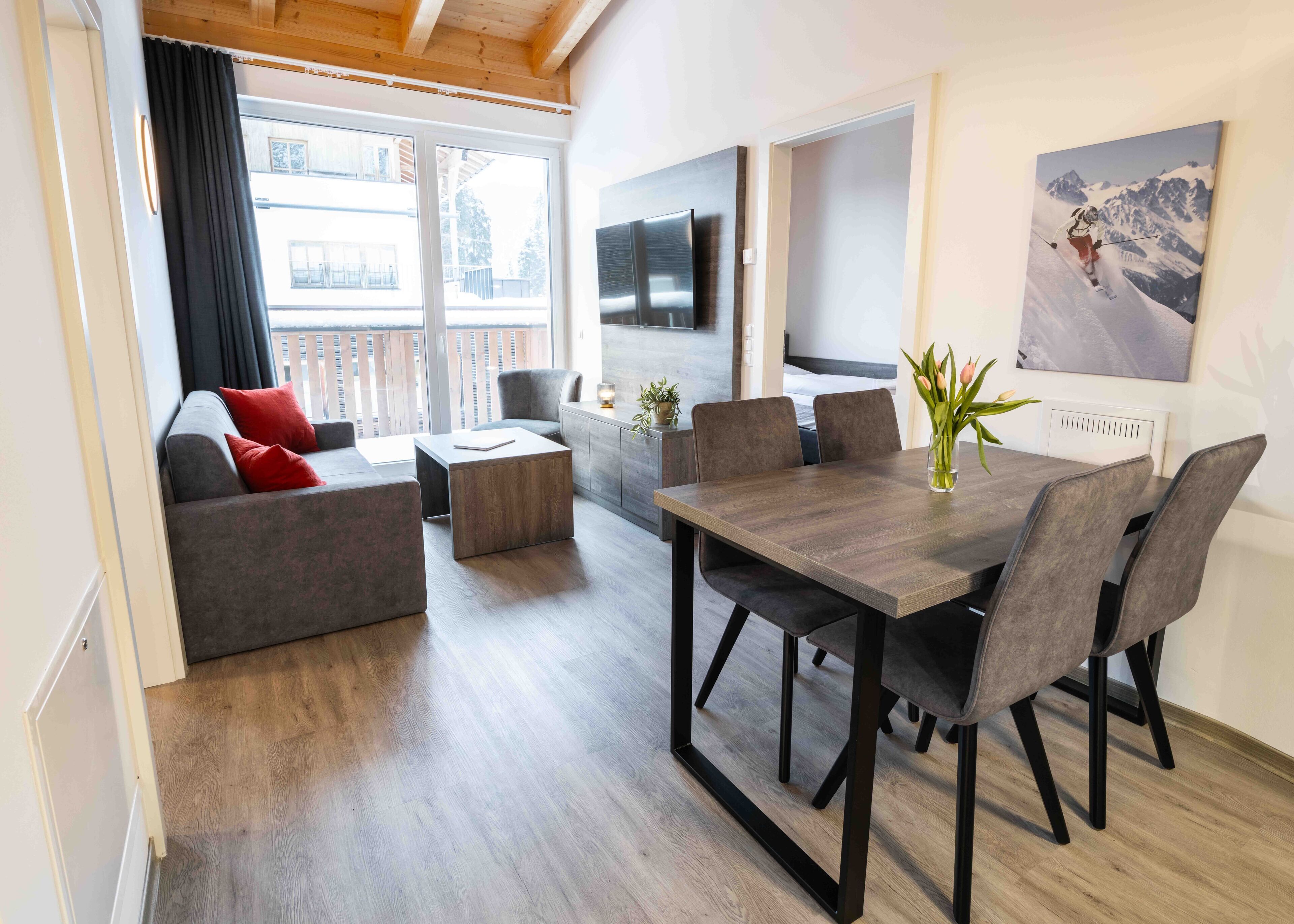 Basic-Apartment | Wohnbereich | Flachbildfernseher, Fußbodenheizung