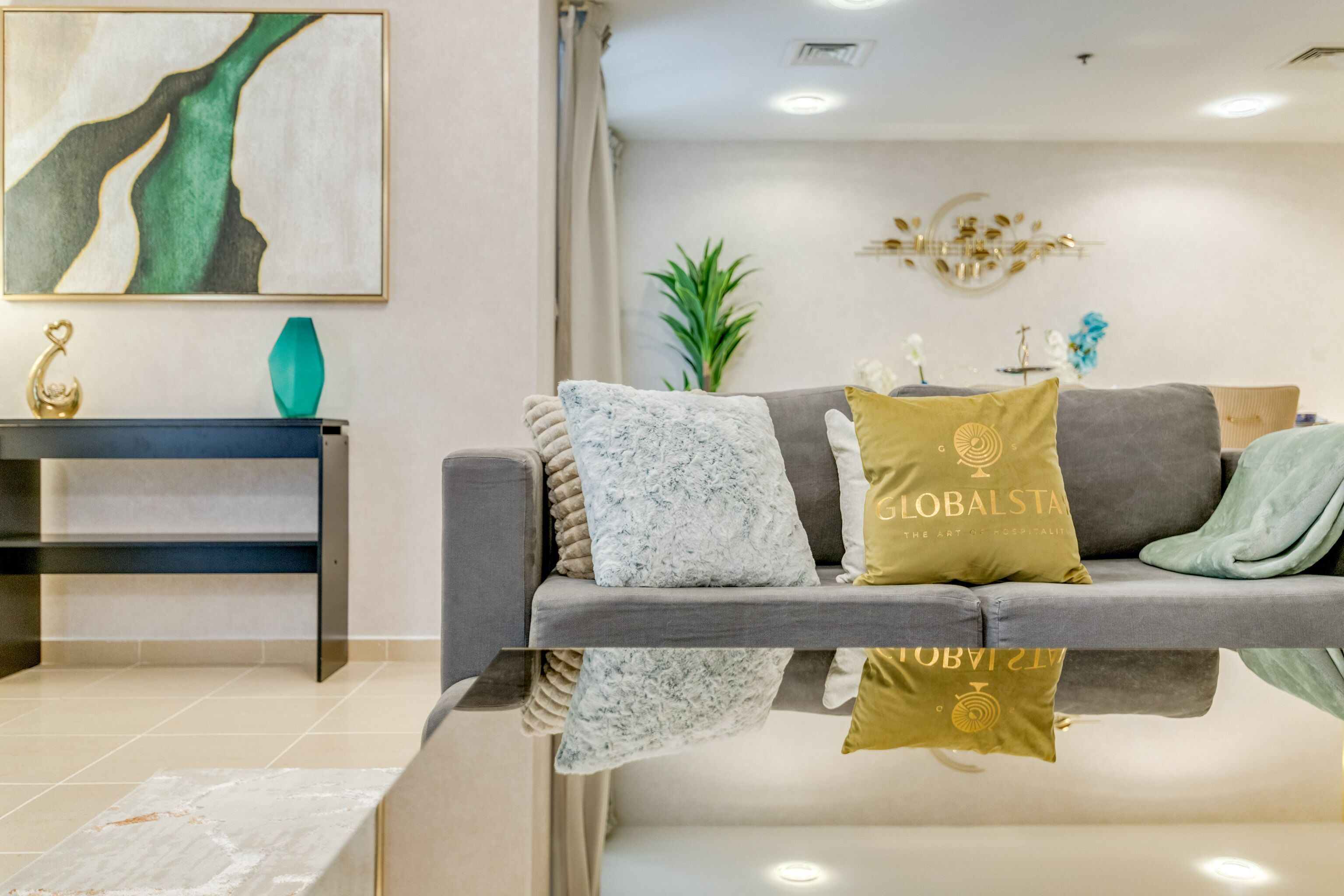 Elite Apartment, 4 Bedrooms, Balcony | Living area | 52-inch flat-screen TV with satellite channels, streaming services