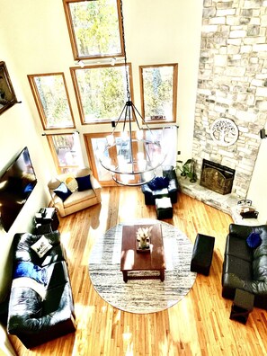 Smart TV, fireplace, video games, table football