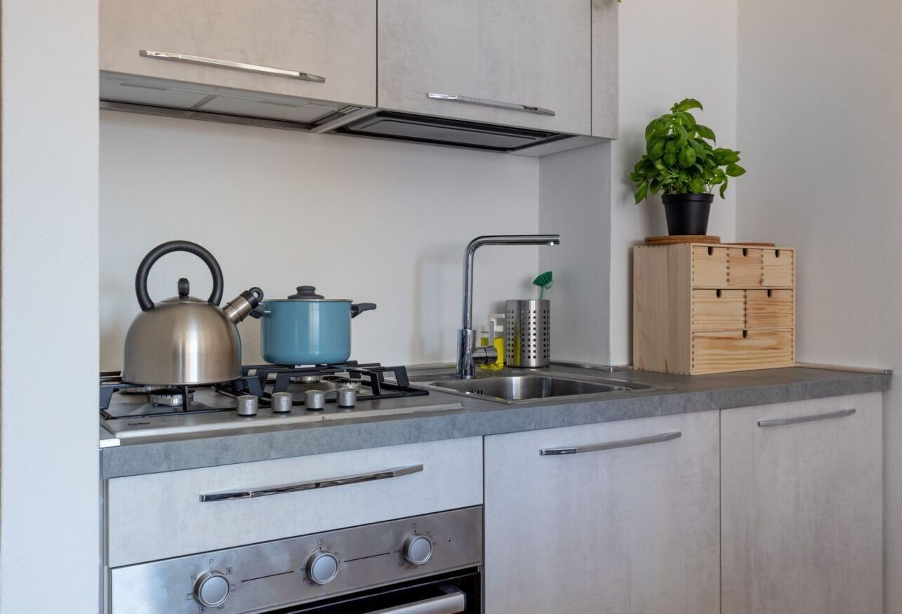 Fridge, oven, stovetop, cookware/dishes/utensils